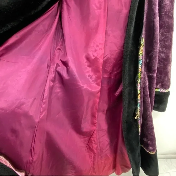 Vintage 1960’s Niccolini Medium Purple Black Faux Fur Penny Lane Coat Re… - Picture 10 of 15